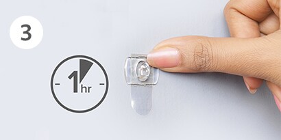 การติดตั้งตะขอโปร่งใส 3M Command ขั้นตอนที่ 3
